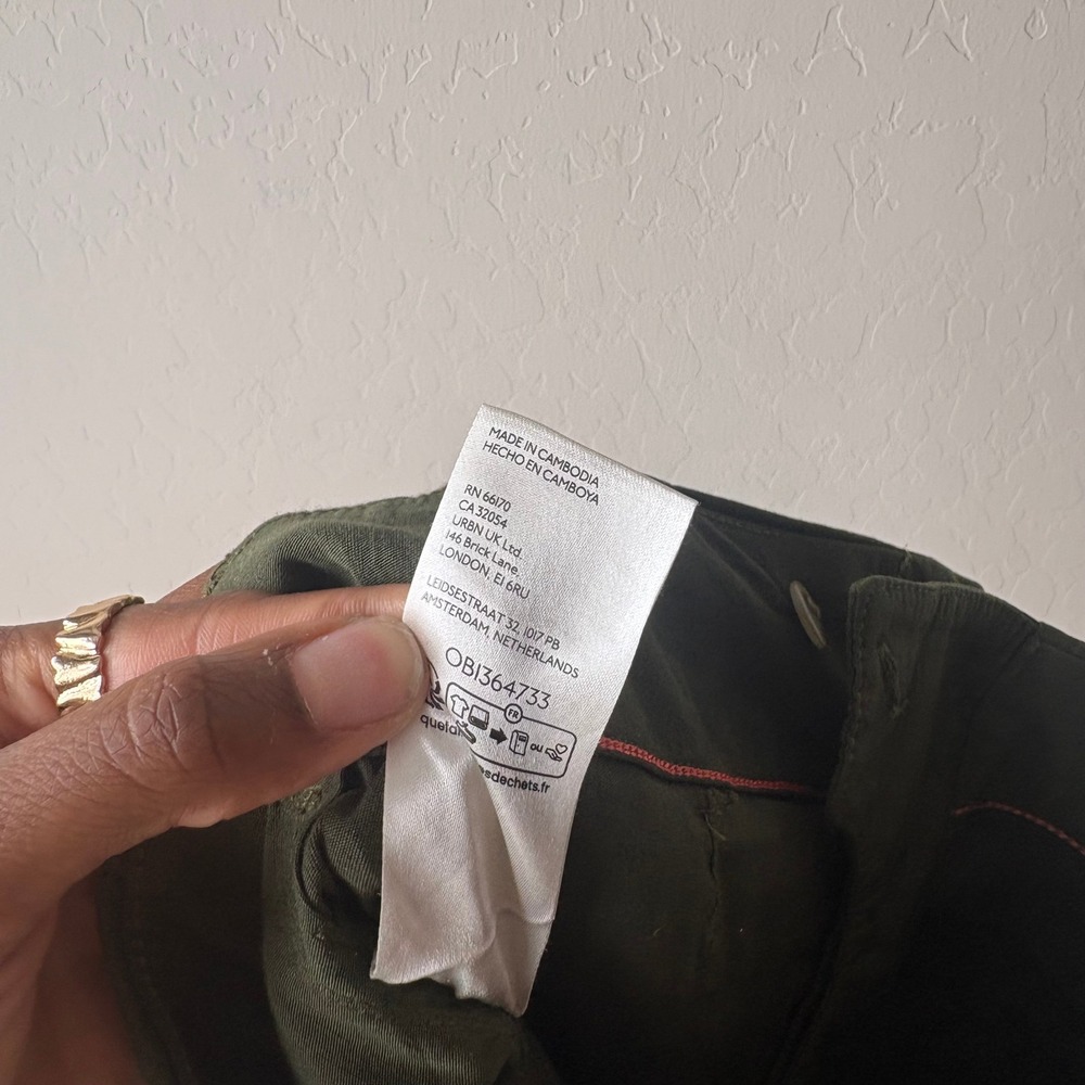 Maeve Anthropologie Colette Wide Leg Cropped Pants Green Utility Linen Size 24P - Picture 7 of 7